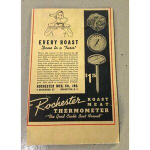 Rochester Roast Meat Thermometer Vintage Mini Print Ad 1900s Retro Kitchen